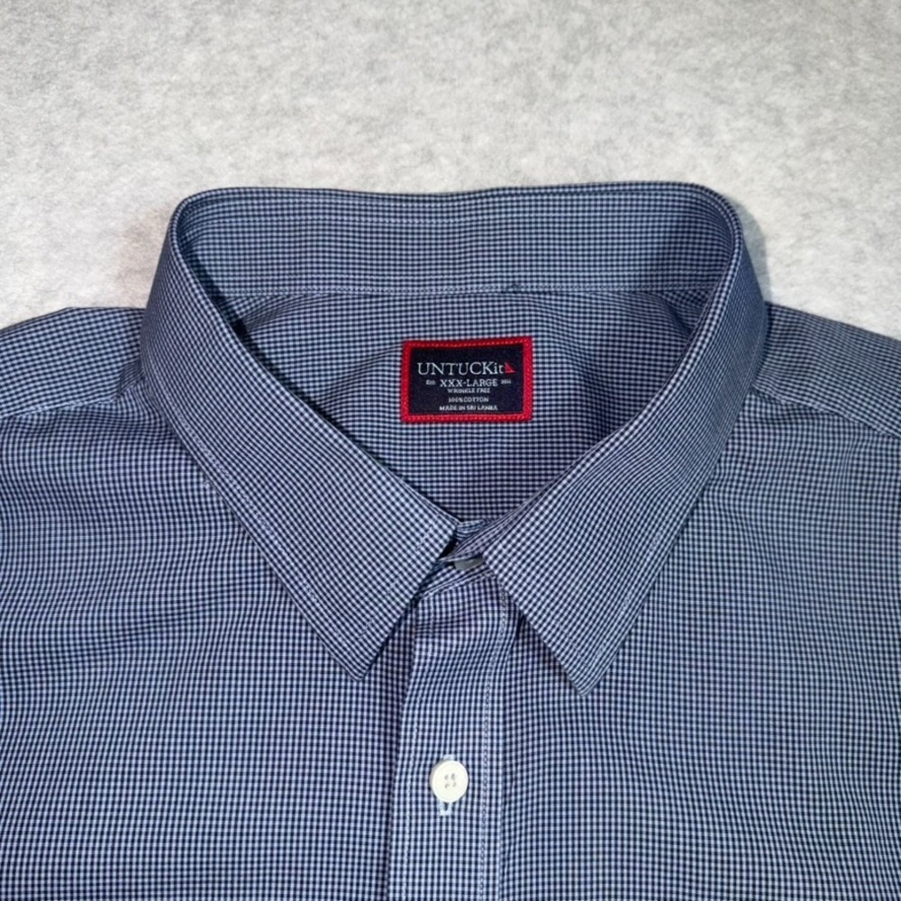 UNTUCKit Dress Shirt Mens 3XL Blue Plaid Long Sleeve Marcasin 35672 - Picture 4 of 12
